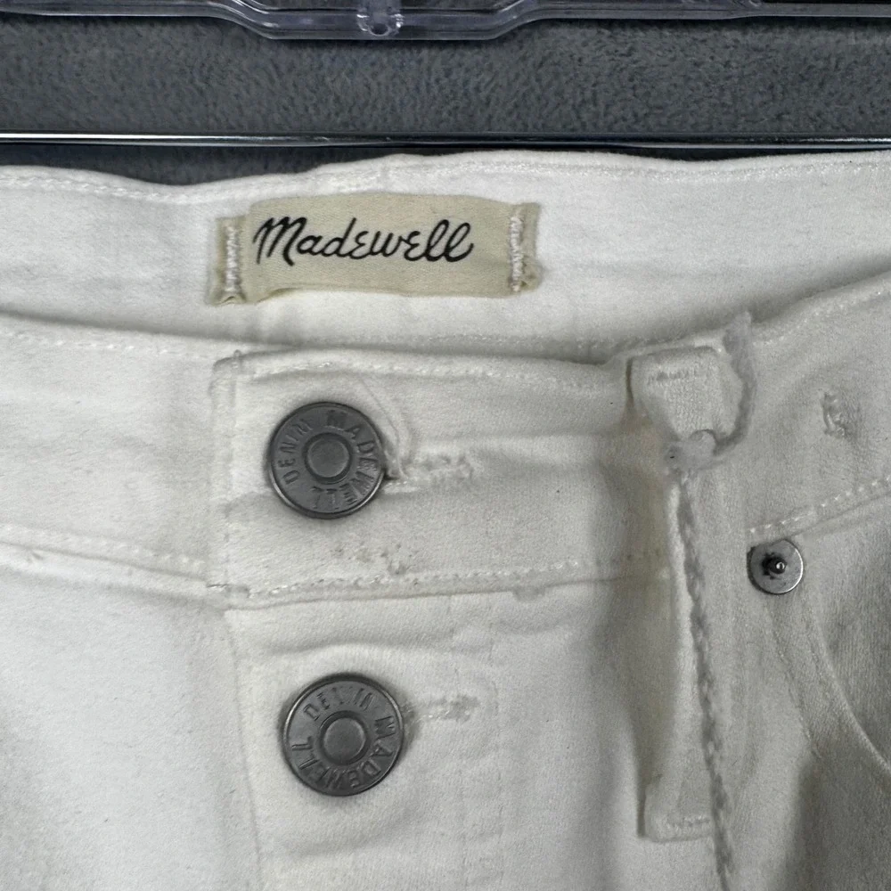 Madewell‎ 10 High-Rise Skinny Jeans White Button Fly Raw Hem K9108 Size 30 NEW